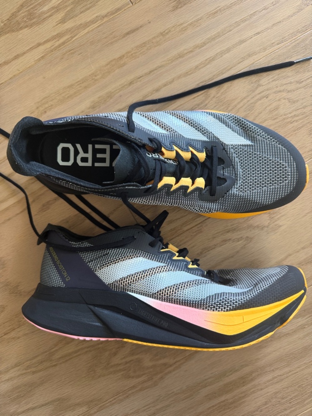adidas Athletic Shoes Gray with Yellow and Pink Accents
